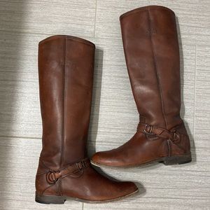 Frye Women's Phillip Ring Tall Boots Distressed Whisky Brown Size 8.5
